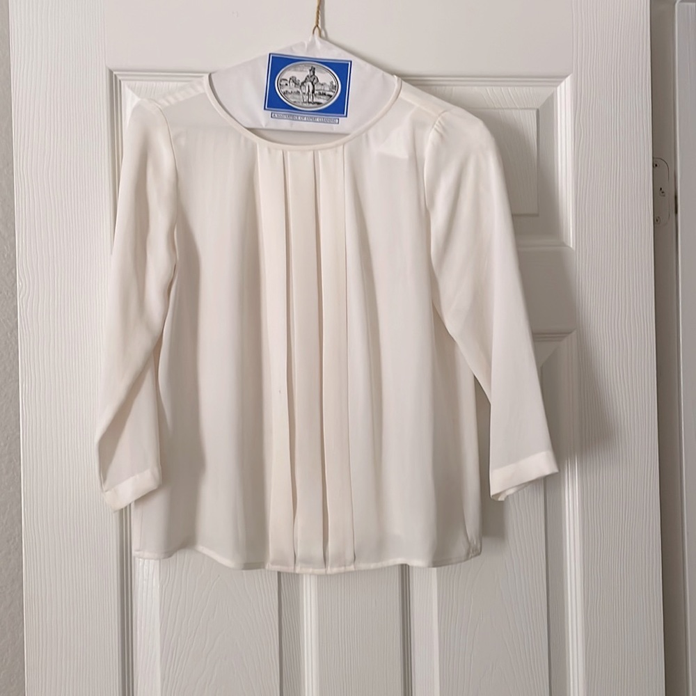 Loft White Blouse Mid Sleeve